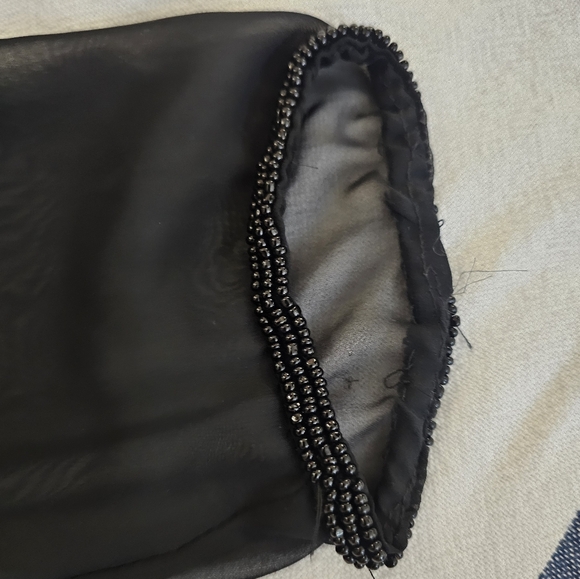 Valenti Franco Vintage Sheer Mesh Beaded Off The Shoulder Longsleeve Top - Picture 5 of 5